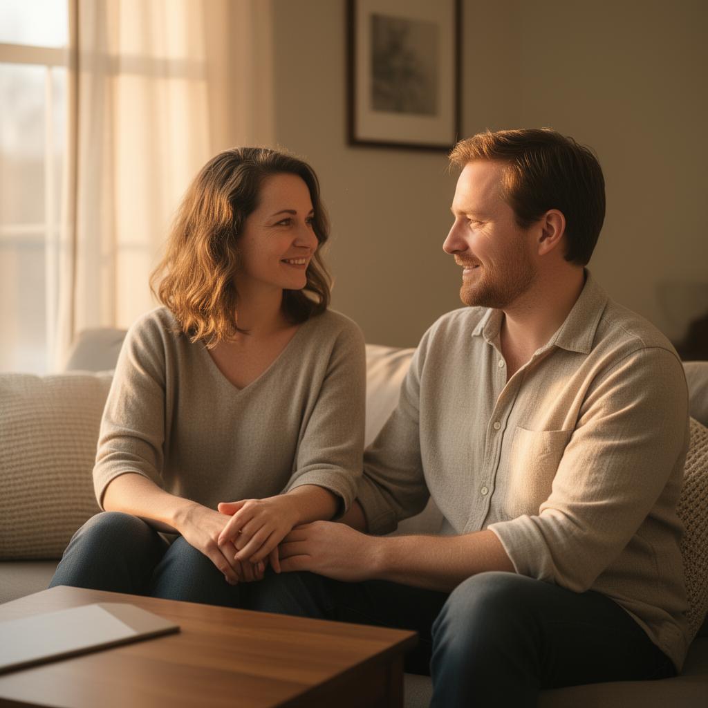 A couple connected in soft morning light